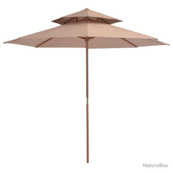 Parasol  deux tages avec mt en bois 270 cm taupe alsavelo