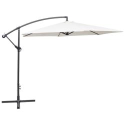 Parasol de jardin en porte-&agrave;-faux 3 m blanc sable