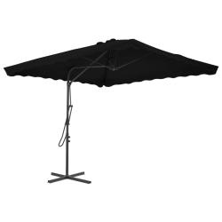 Parasol de jardin avec m&acirc;t en acier noir 250x250x230 cm
