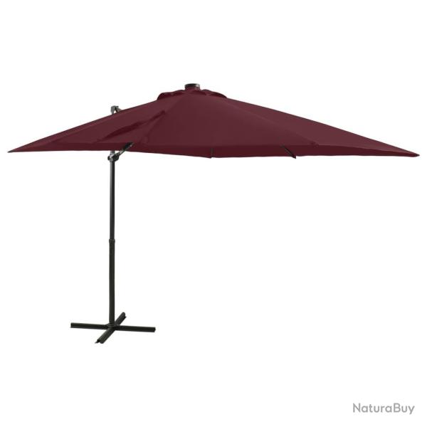 Parasol de jardin en porte-�-faux avec m�t et lumi�res LED