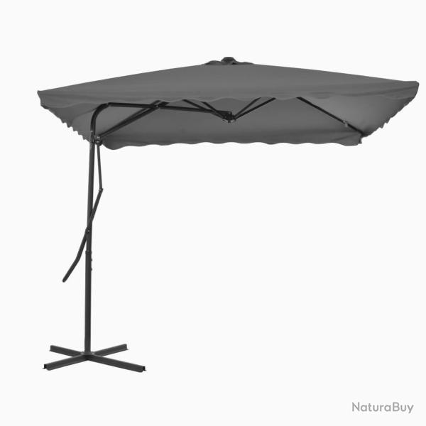 Parasol d'ext�rieur avec m�t en acier 250 x 250 cm Anthracite