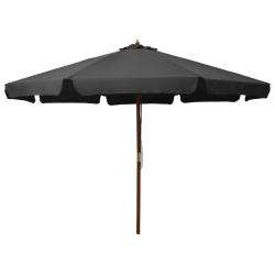 Parasol d'ext&eacute;rieur avec m&acirc;t en bois 330 cm Anthracite