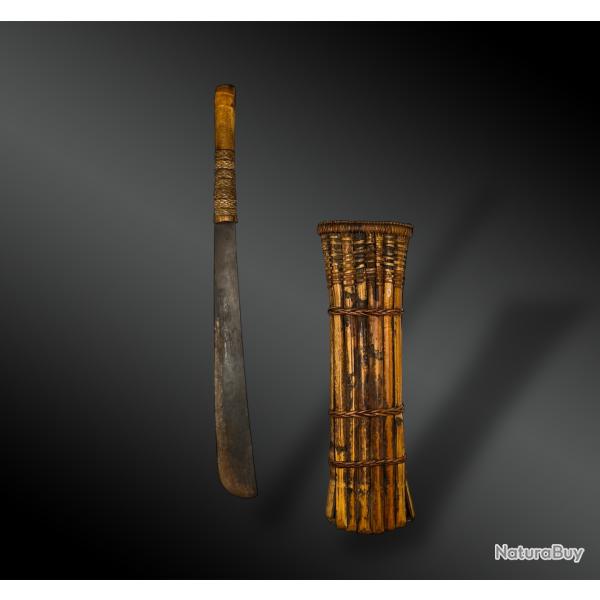 MACHETTE et son FOURREAU appel�e Pha - Culture vraisemblablement Akha Ulo, Tha�lande - XX�me si�cle