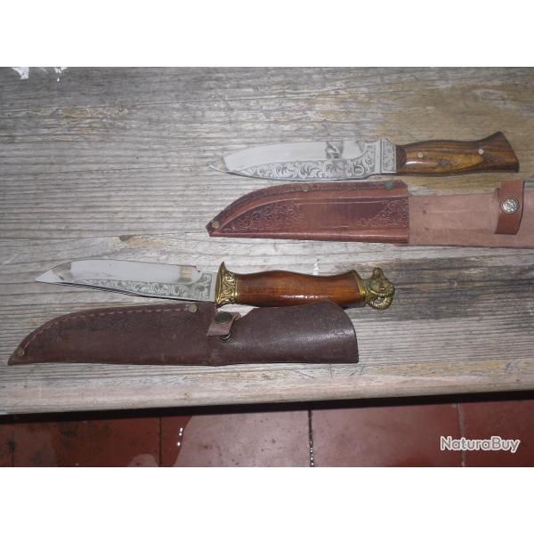 lot de Deux grands couteaux avec gravures