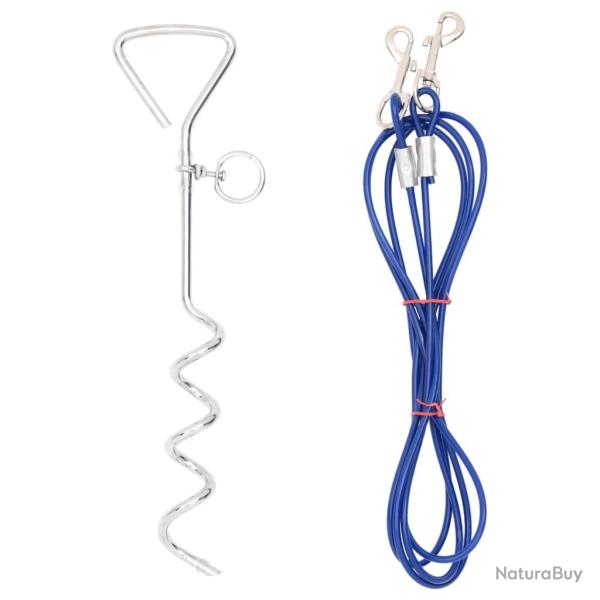 C�ble d'attache pour chien avec piquet de sol 5 m alsavelo