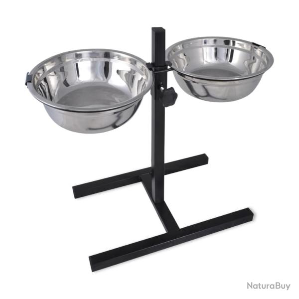 Support r�glable avec 2 bols de 41 L pour chien