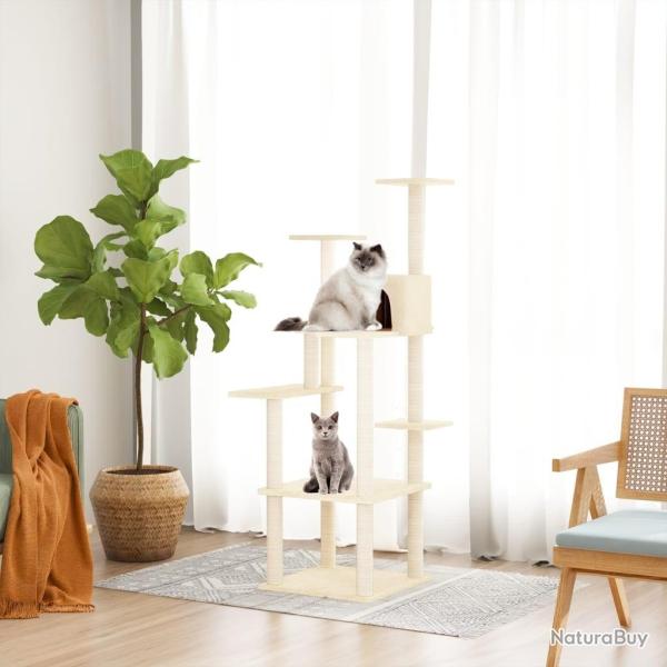 Arbre � chat avec griffoirs en sisal Cr�me 153 cm