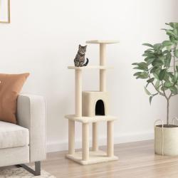 Arbre &agrave; chat avec griffoirs en sisal Cr&egrave;me 105 cm alsavelo