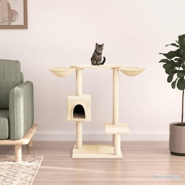 Arbre  chat avec griffoirs crme 82 cm alsavelo