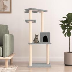 Arbre &agrave; chat avec griffoirs en sisal gris clair 123 cm alsavelo