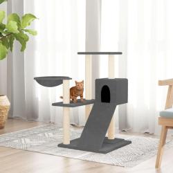 Arbre &agrave; chat avec griffoirs en sisal Gris fonc&eacute; 82 cm
