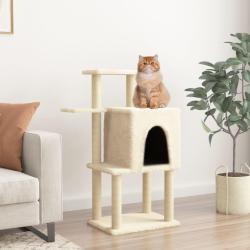 Arbre &agrave; chat avec griffoirs en sisal cr&egrave;me 97 cm