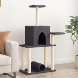 Arbre &agrave; chat avec griffoirs en sisal gris fonc&eacute; 122 cm alsavelo