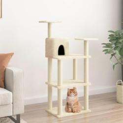 Arbre &agrave; chat avec griffoirs en sisal cr&egrave;me 118,5 cm alsavelo