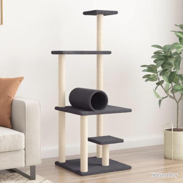 Arbre � chat avec griffoirs en sisal gris fonc� 136 cm