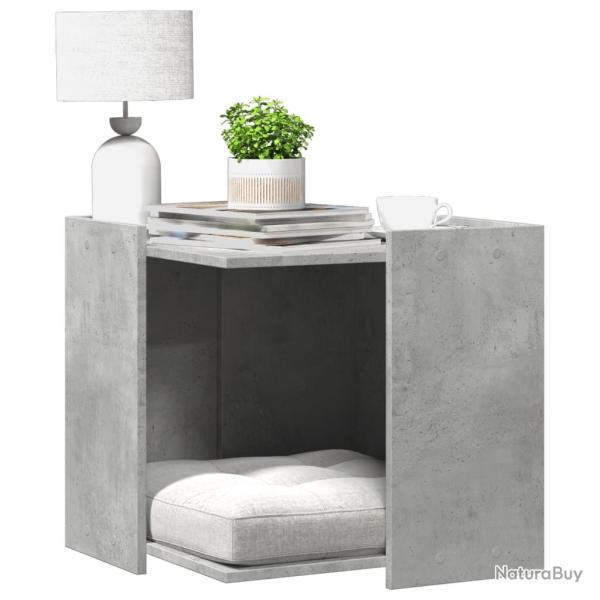 Meuble de bac  litire pour chat gris bton bois d'ingnierie alsavelo