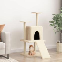 Arbre &agrave; chat avec griffoirs en sisal cr&egrave;me 110 cm