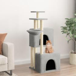 Arbre &agrave; chat avec griffoirs en sisal gris clair 122 cm alsavelo