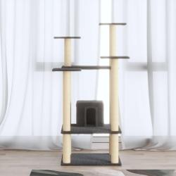 Arbre &agrave; chat avec griffoirs en sisal Gris fonc&eacute; 110 cm