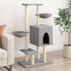 Arbre &agrave; chat avec griffoirs en sisal gris clair 117 cm