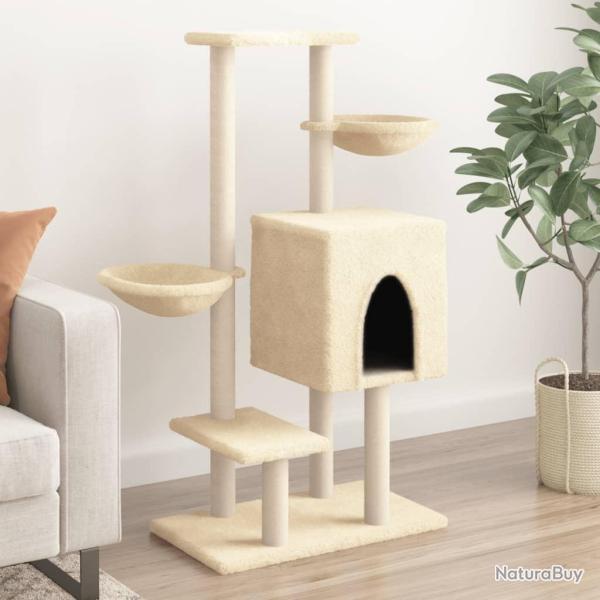 Arbre  chat avec griffoirs en sisal crme 117 cm alsavelo