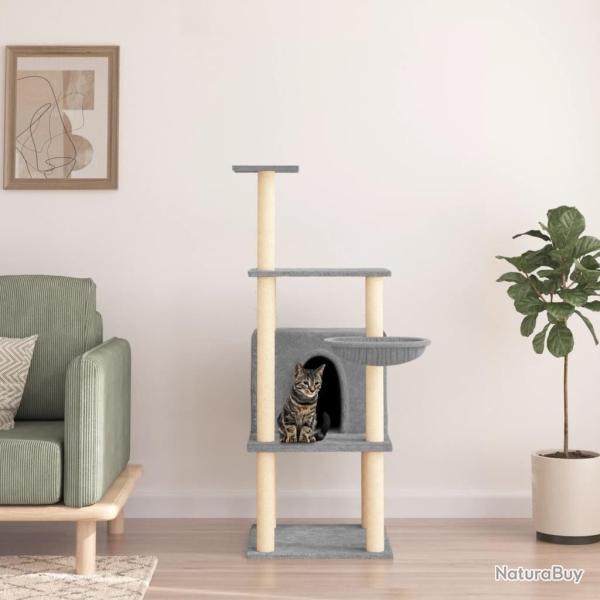 Arbre � chat avec griffoirs en sisal gris clair 132 cm
