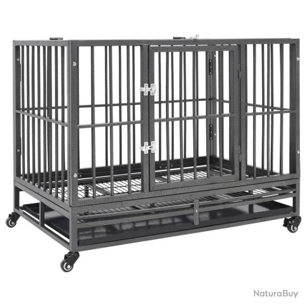 Cage pour chien avec roues et toit Acier 102x72x85 cm alsavelo