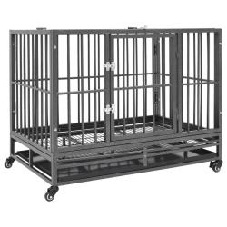 Cage pour chiens avec roues Acier 92x62x76 cm