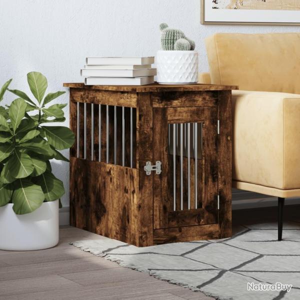 Meuble de cage pour chiens ch�ne fum� 45x62x59 cm