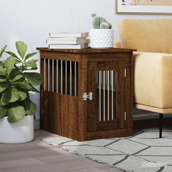 Meuble de cage pour chiens ch�ne marron 45x62x59 cm