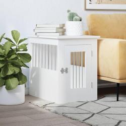 Meuble de cage pour chiens blanc 45x62x59 cm bois d'ing&eacute;nierie