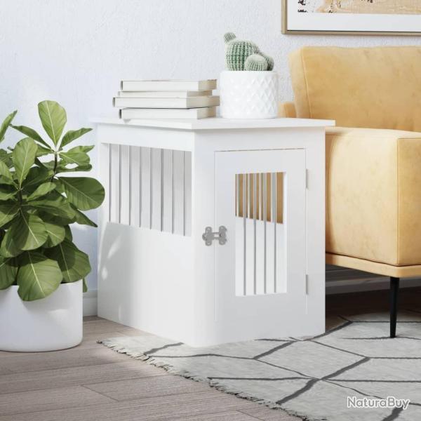 Meuble de cage pour chiens blanc 45x62x59 cm bois d'ing�nierie