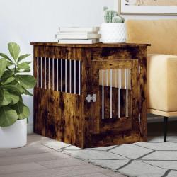 Meuble de cage pour chiens ch&ecirc;ne fum&eacute; 55x80x68 cm