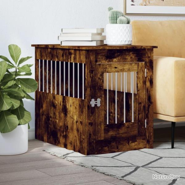 Meuble de cage pour chiens ch�ne fum� 55x80x68 cm