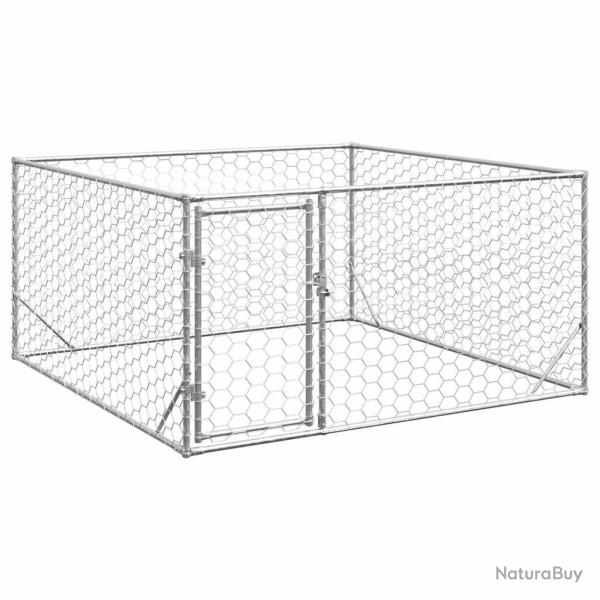 Chenil d'ext�rieur pour chiens porte 2x2x1 m acier galvanis�
