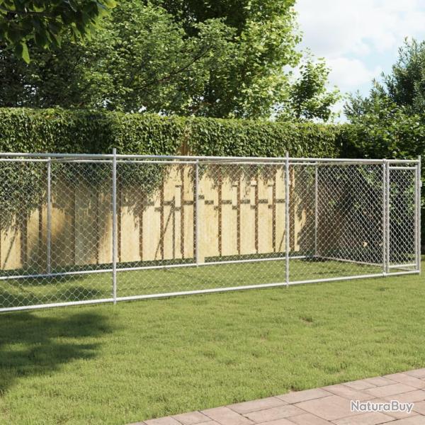 Cage pour chien avec porte gris 8x2x1,5 m acier galvanis�