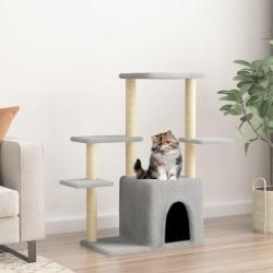 Arbre &agrave; chat avec griffoirs en sisal gris clair 97,5 cm