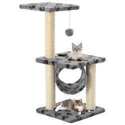 Arbre &agrave; chat avec griffoirs en sisal 65 cm Gris Motif de pattes alsavelo