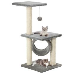Arbre &agrave; chat avec griffoirs en sisal 65 cm Gris alsavelo