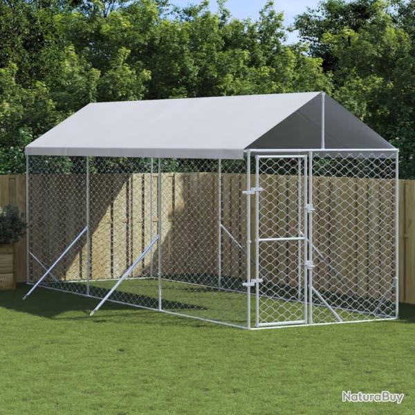 Chenil d'ext�rieur pour chiens avec toit argent� 2x6x2,5 m