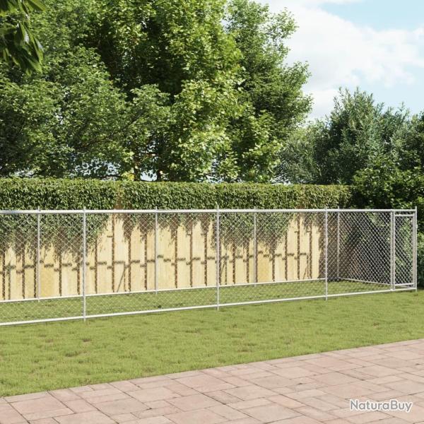 Cage pour chien avec porte gris 10x2x1,5 m acier galvanis�