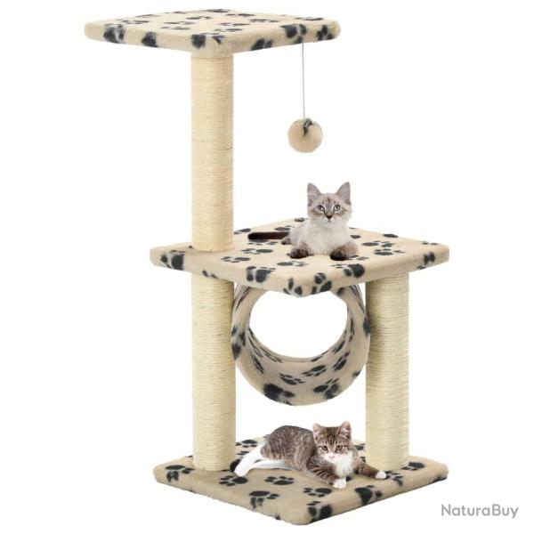 Arbre  chat avec griffoirs en sisal 65 cm Beige Motif pattes alsavelo