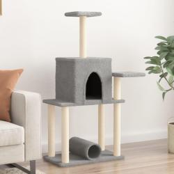 Arbre &agrave; chat avec griffoirs en sisal gris clair 122 cm alsavelo