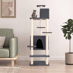 Arbre &agrave; chat avec griffoirs en sisal Gris fonc&eacute; 154 cm
