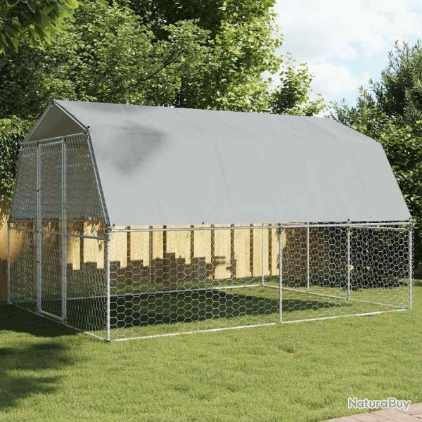 Cage pour chiens avec toit et porte argent� acier galvanis�