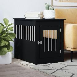 Meuble de cage pour chiens noir 55x80x68 cm bois d'ing&eacute;nierie