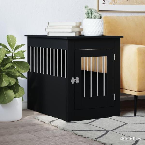 Meuble de cage pour chiens noir 55x80x68 cm bois d'ingnierie alsavelo