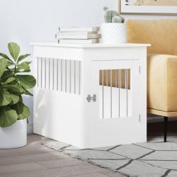 Meuble de cage pour chiens blanc 55x80x68 cm bois d'ing&eacute;nierie