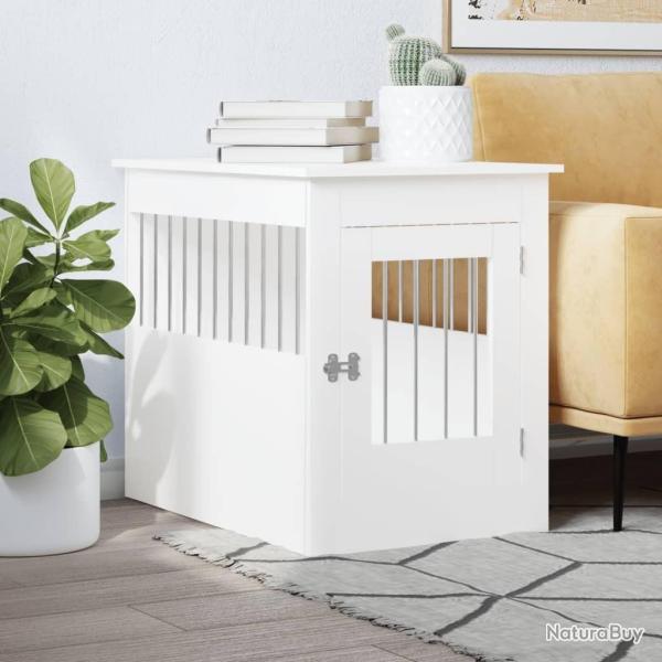 Meuble de cage pour chiens blanc 55x80x68 cm bois d'ing�nierie