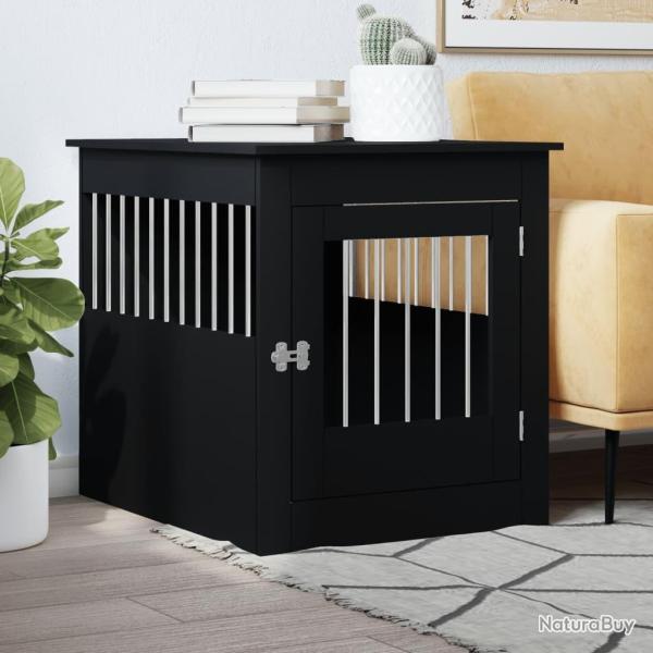 Meuble de cage pour chiens noir 64,5x80x71 cm bois d'ing�nierie